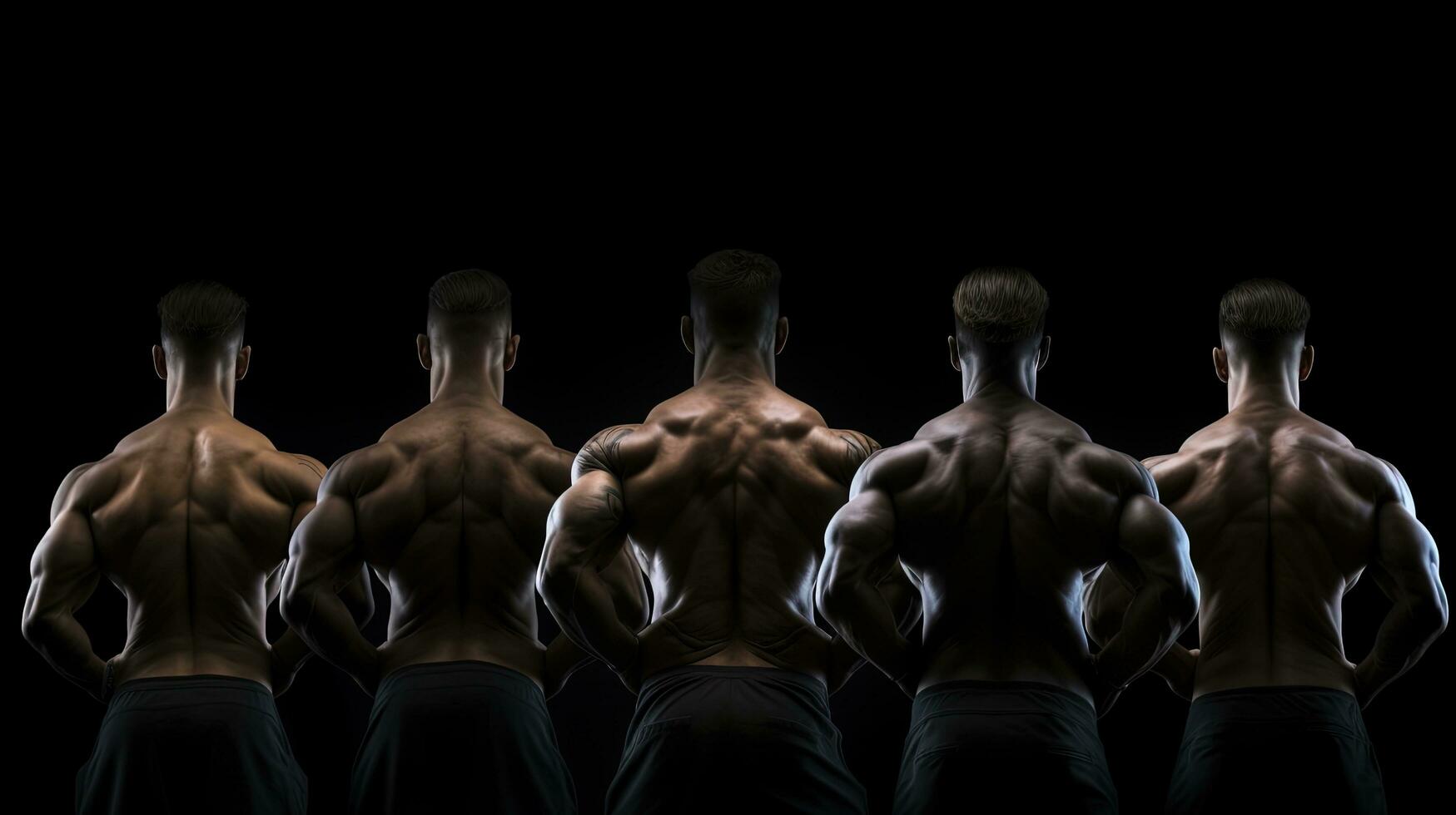 artistique aptitude sur une noir Contexte mettant en valeur une six pack et fort retour muscles. silhouette concept photo