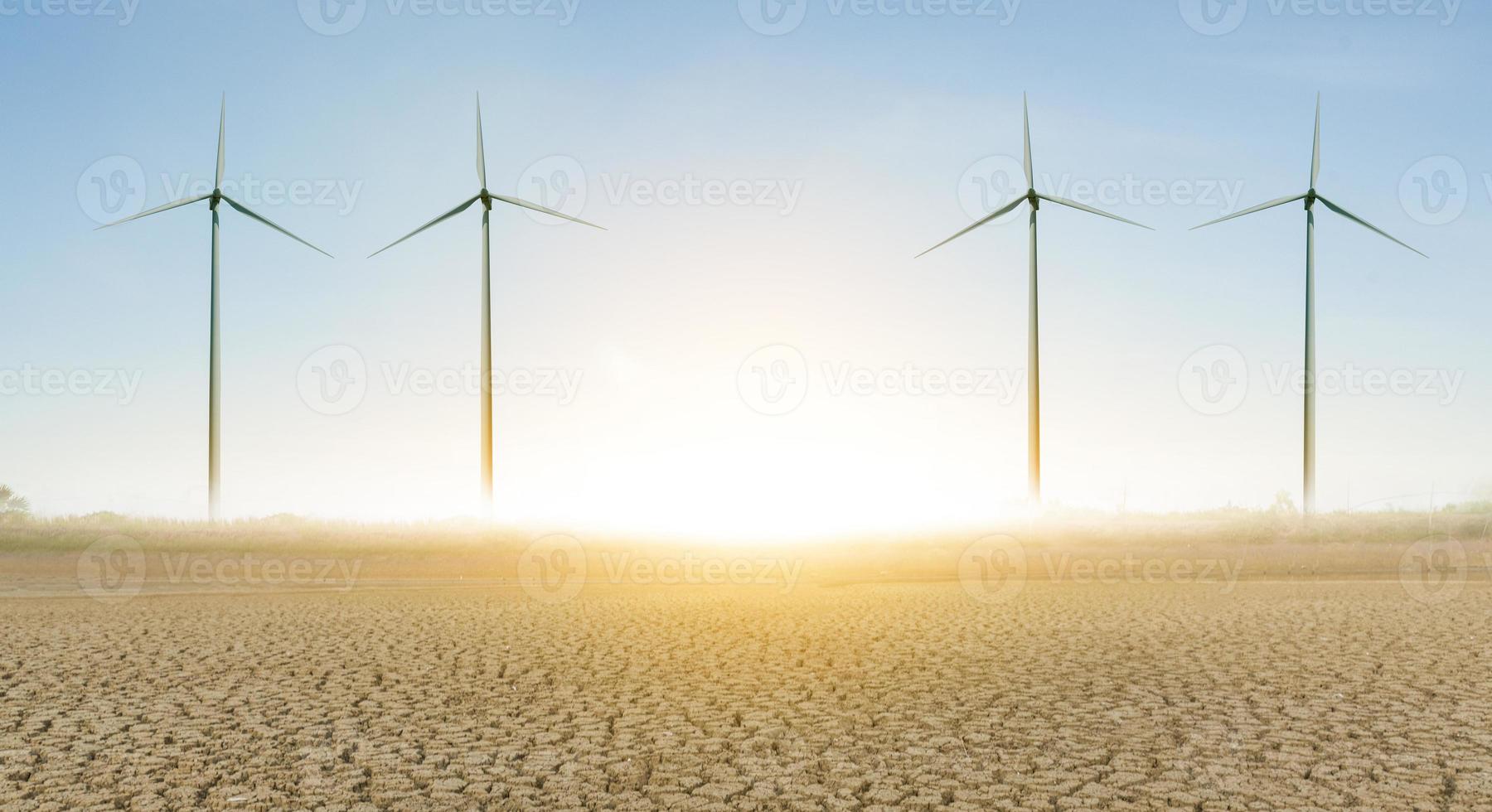 éolienne ou l'énergie éolienne traduite en électricité, la protection de l'environnement rend le monde pas chaud. photo