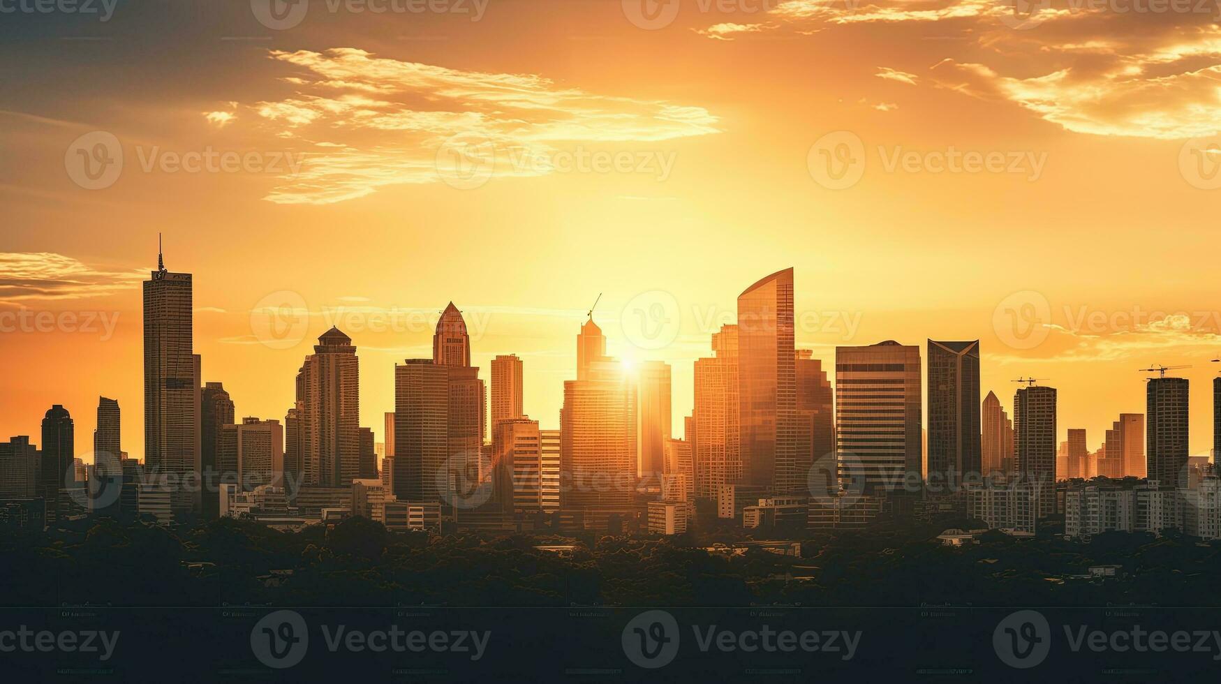 le coucher du soleil dans été illumine d'or à l'horizon Bangkok Thaïlande s Capitale dans sud-est Asie. silhouette concept photo