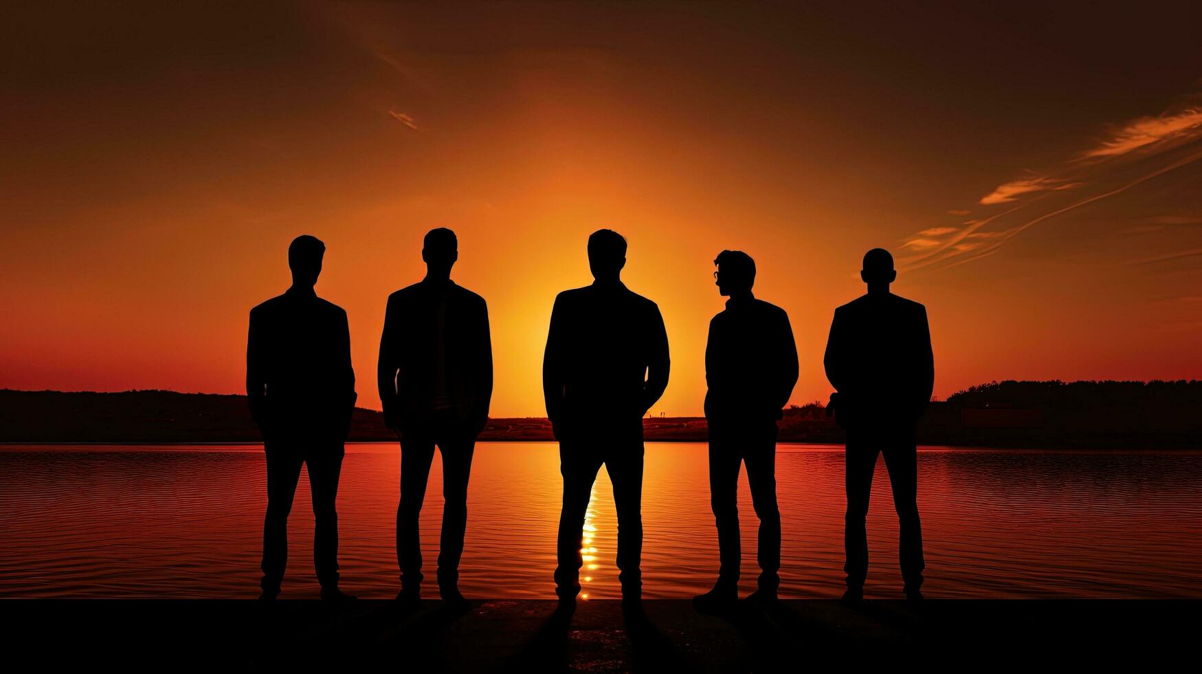 silhouette Hommes contre le le coucher du soleil photo