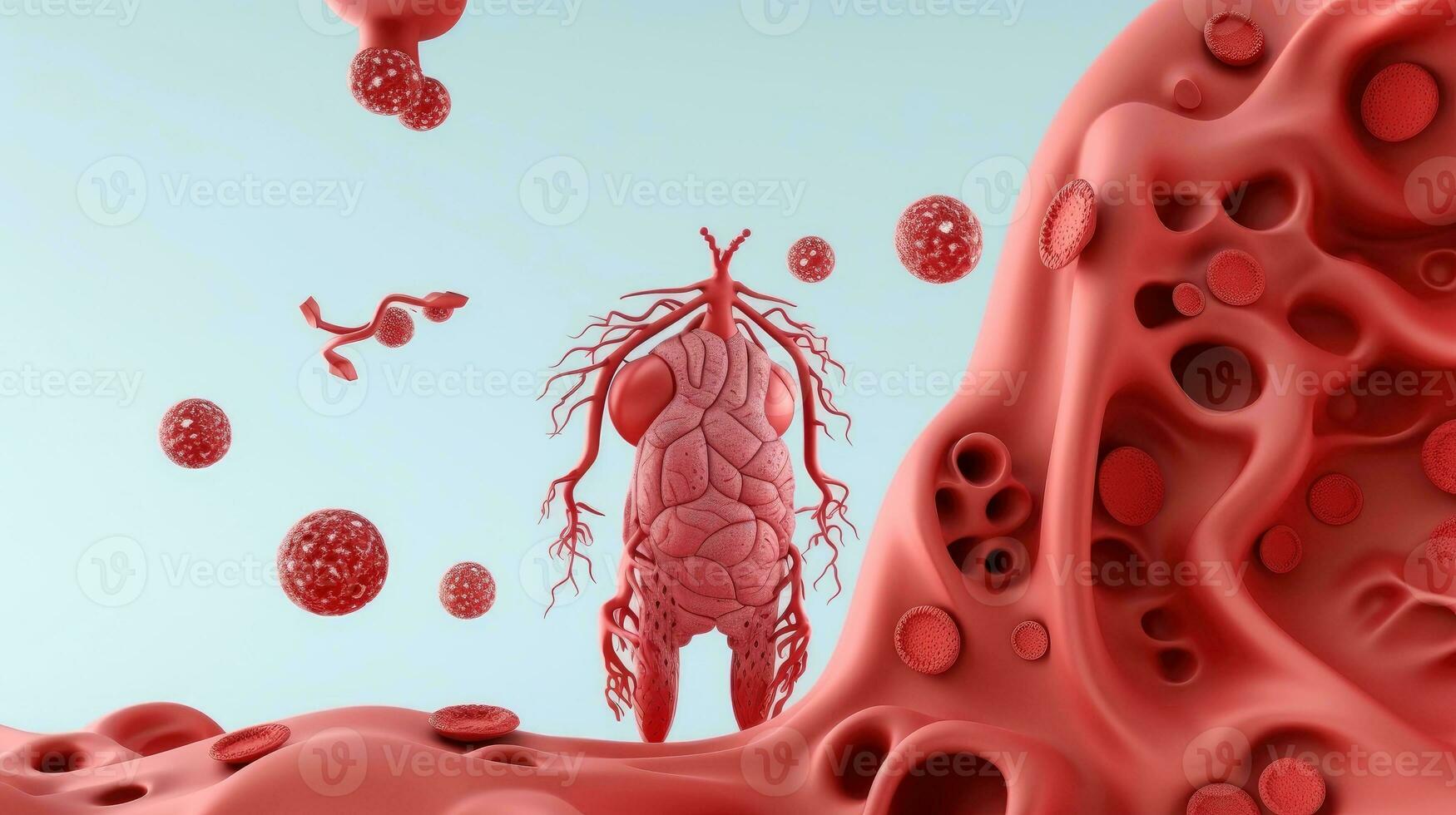 3d illustration maquette de le Humain organe système, anatomie, nerveux, circulatoire, digestif, excréteur, urinaire, et OS systèmes. médical éducation concept, génératif ai illustration photo