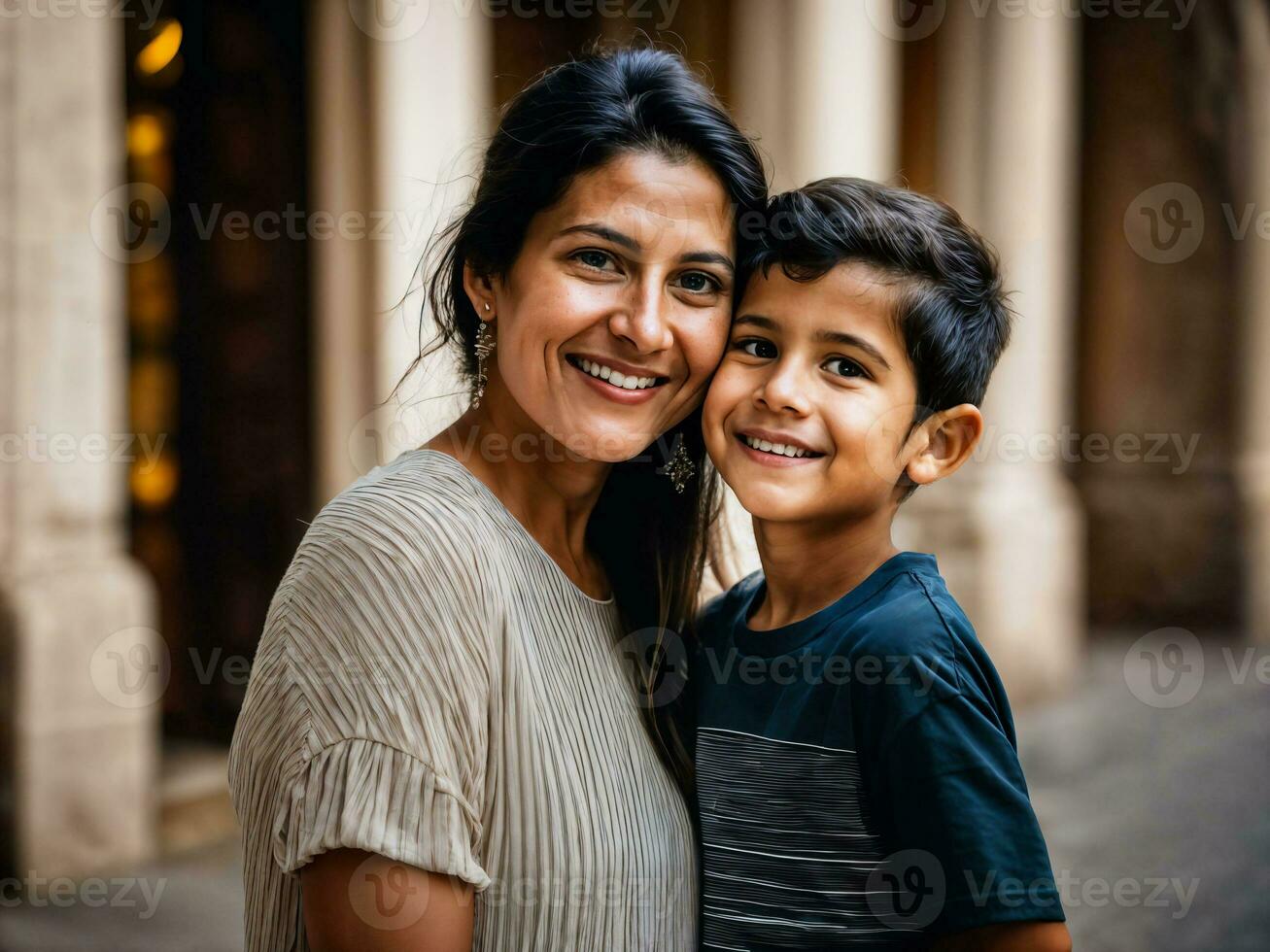 photo de content famille mère et fils, génératif ai