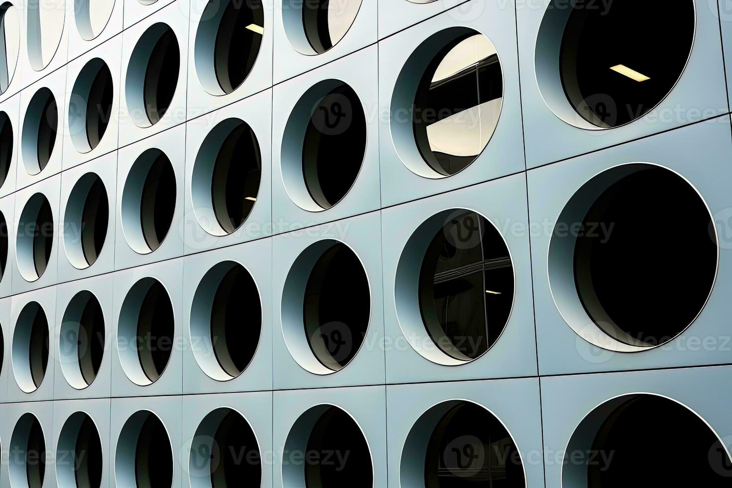 rond les fenêtres dans moderne bâtiment - ai génératif photo