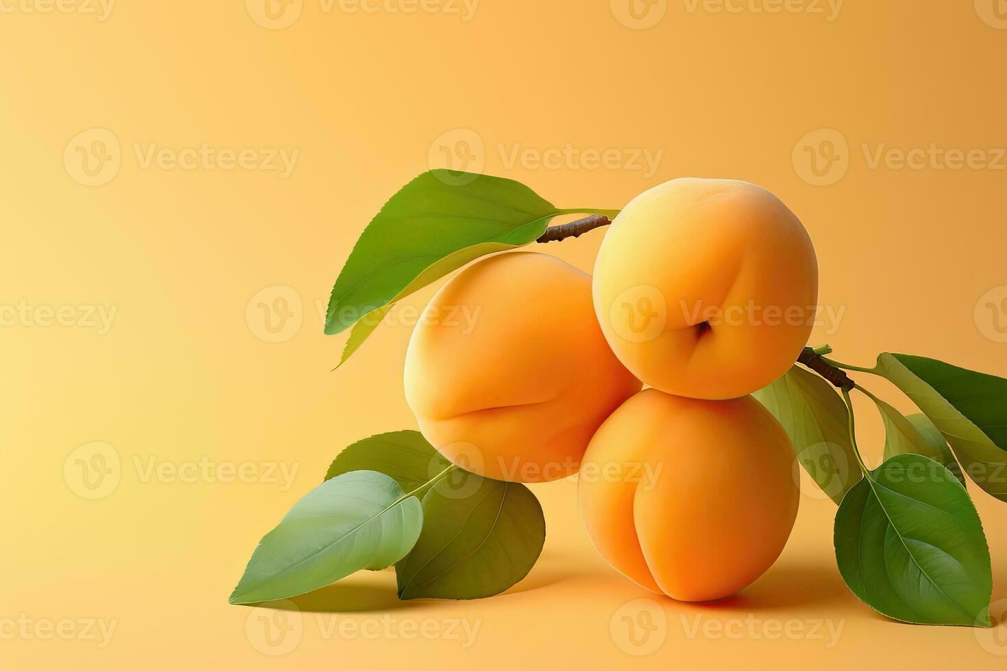 abricots avec feuilles - ai génératif photo