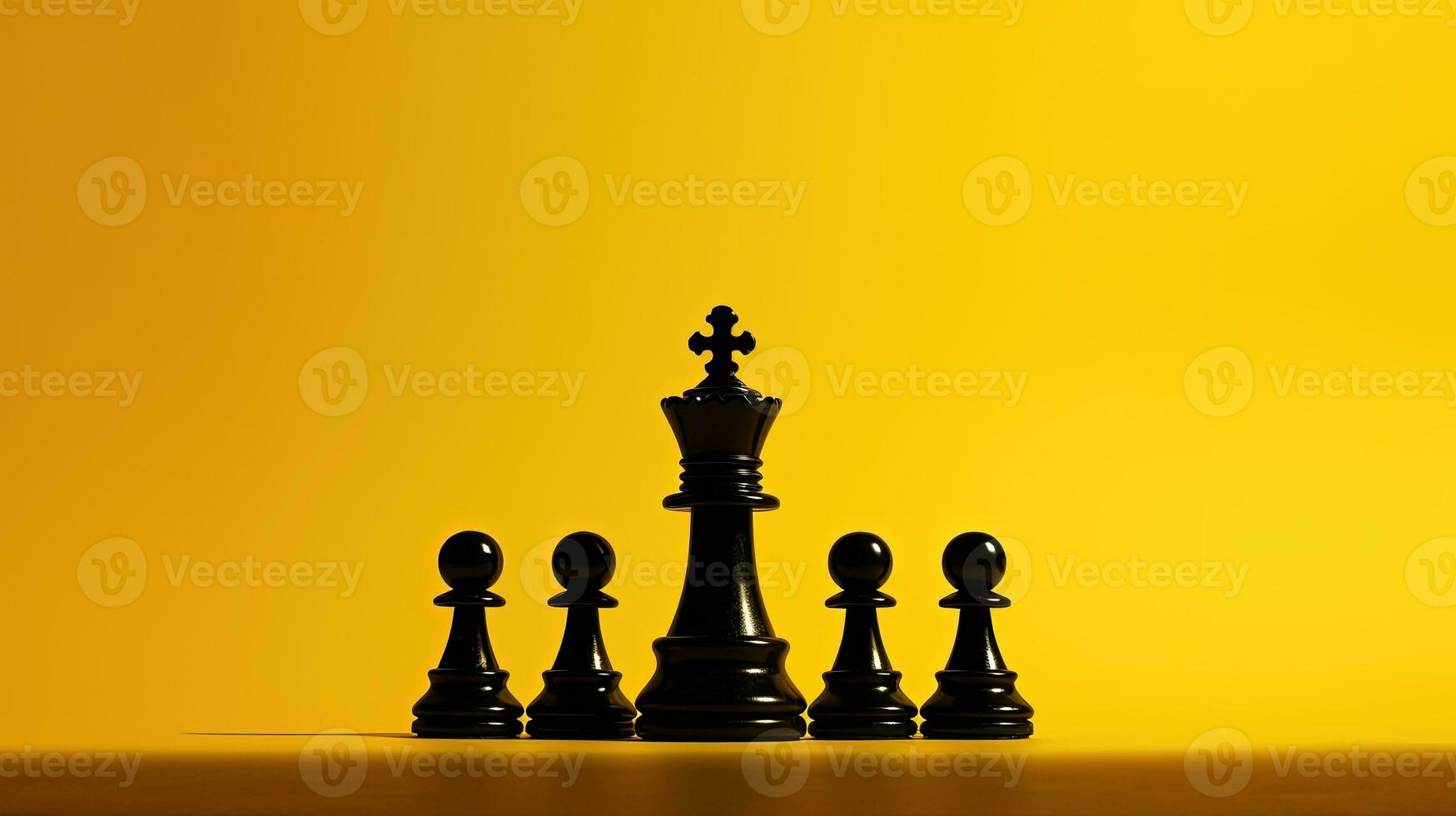 noir échecs pièce avec Roi s silhouette sur Jaune toile de fond photo