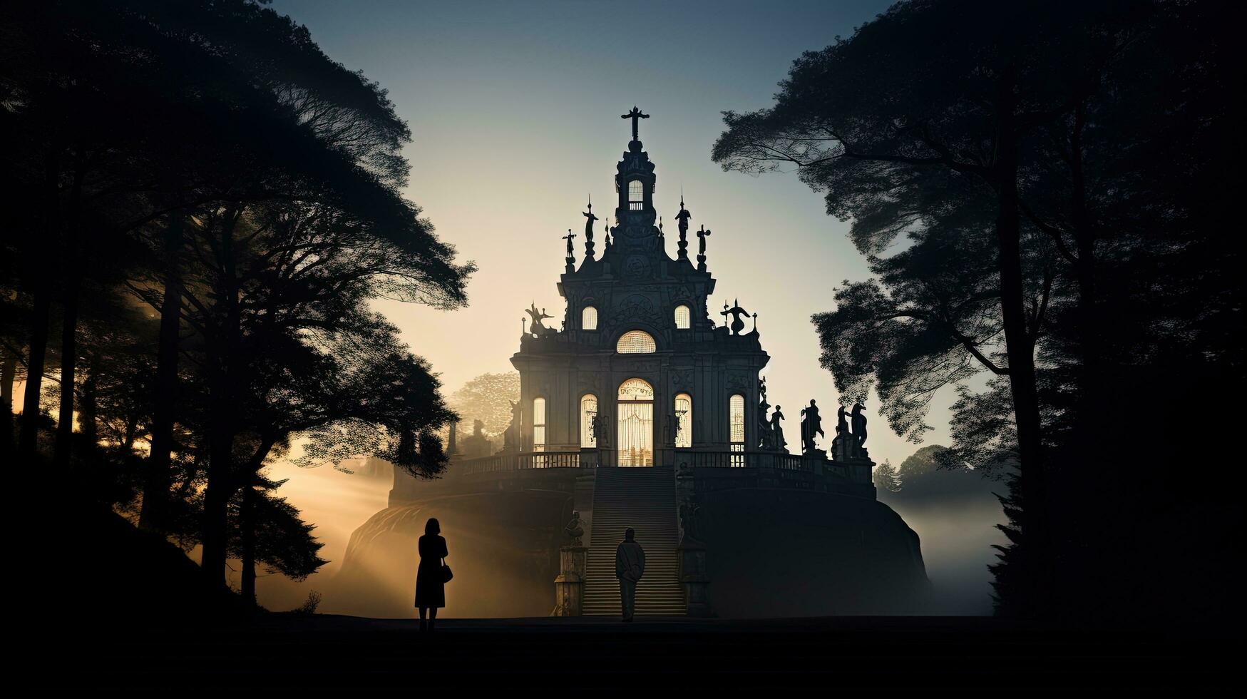 une point de repère dans le Portugal. silhouette concept photo