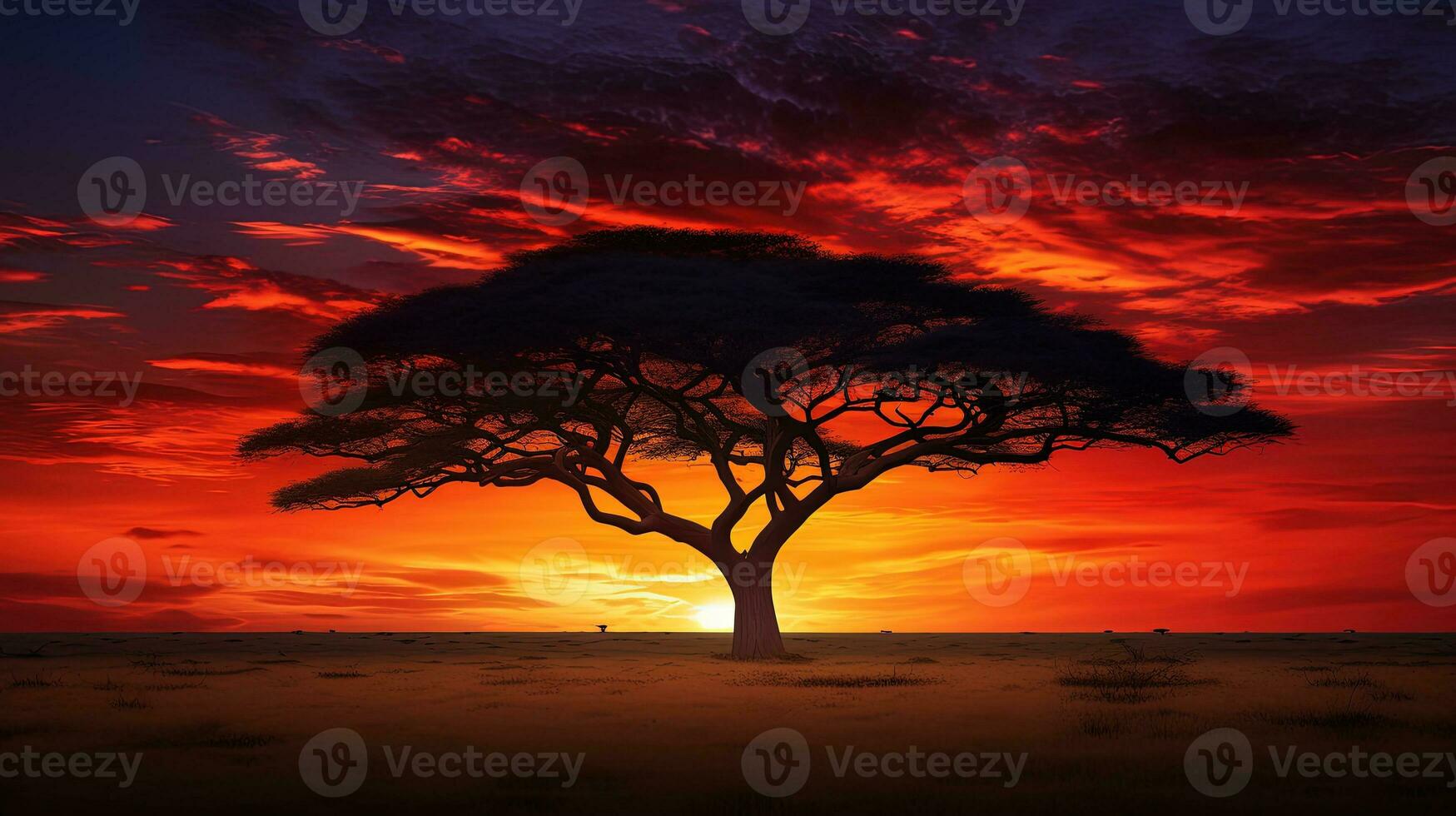 silhouette de africain des arbres contre une étourdissant le coucher du soleil photo