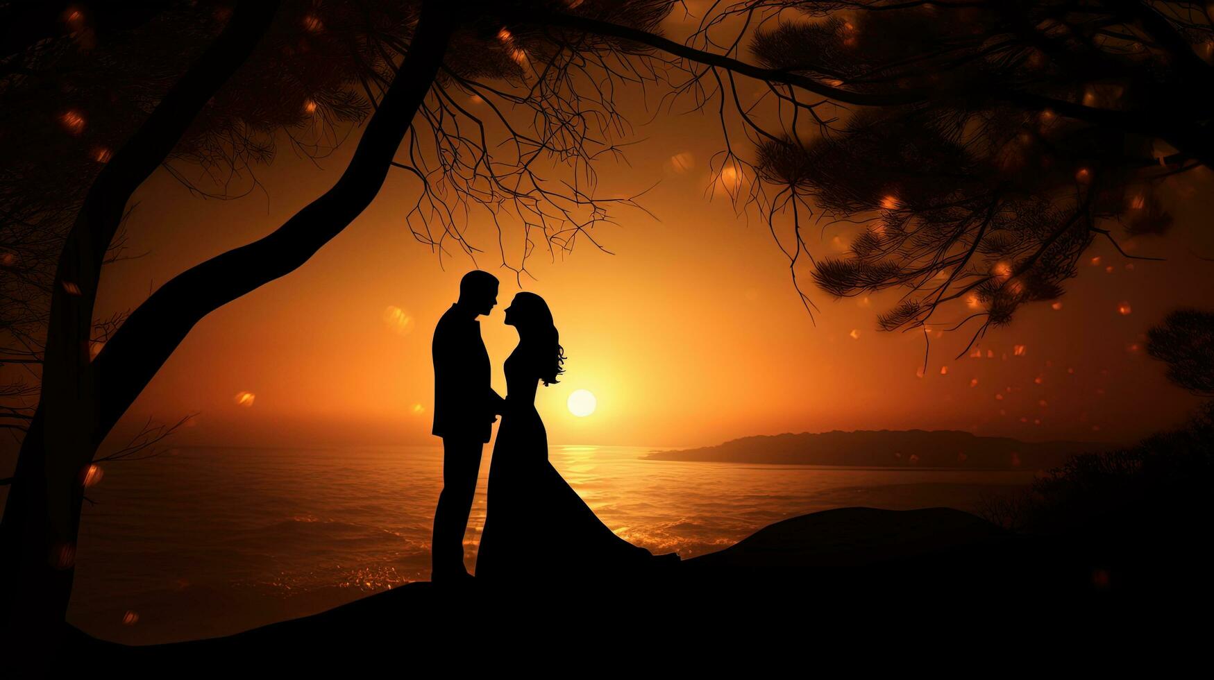 pittoresque mariage scène. silhouette concept photo