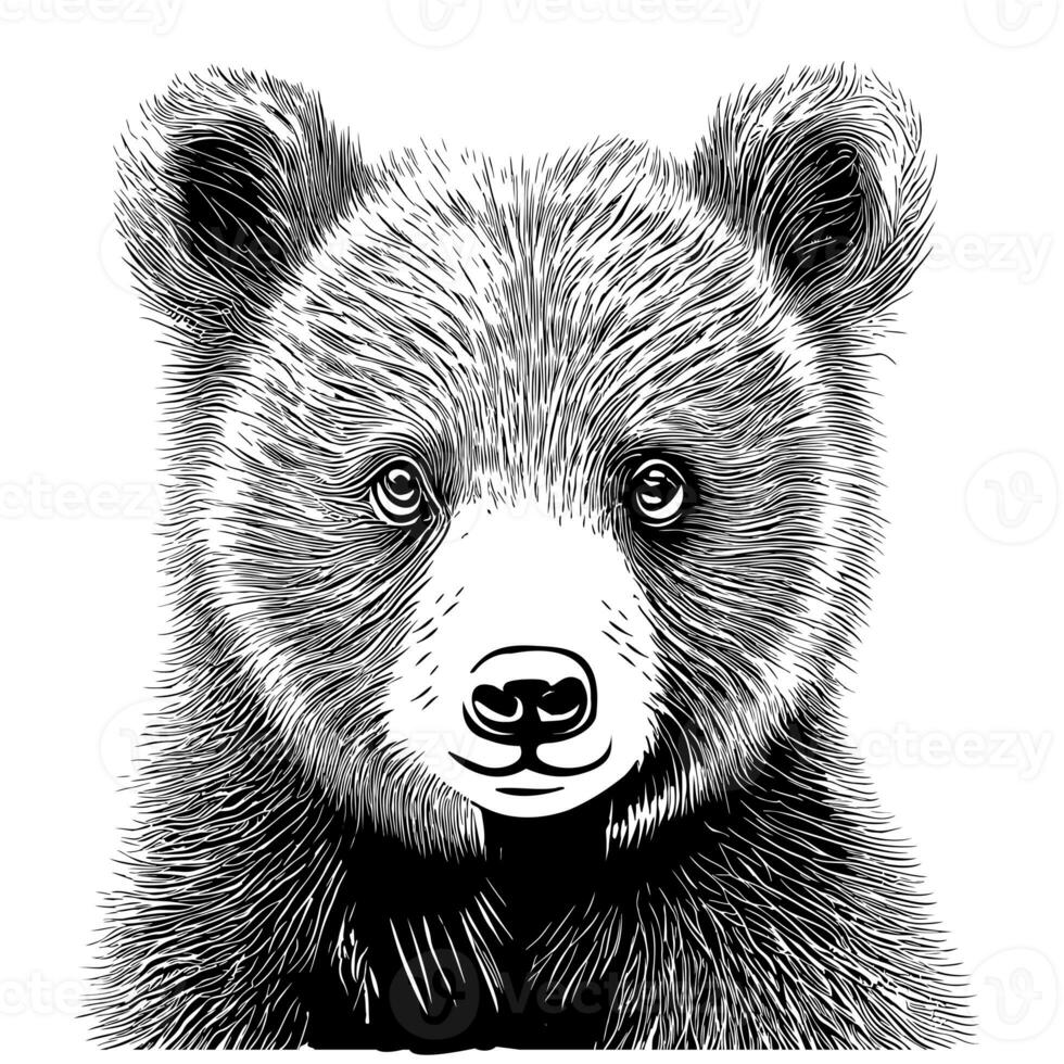 ours lionceau visage esquisser main tiré dessin animé style illustration photo