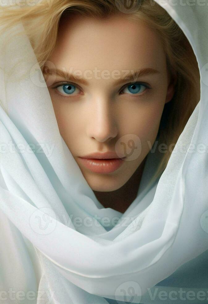 caucasien femme sensualité se soucier portrait nettoyer Jeune soin de la peau mode visage peau blanc beauté photo
