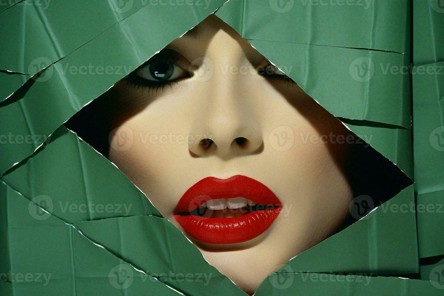 femme beauté visage rouge lèvres photo