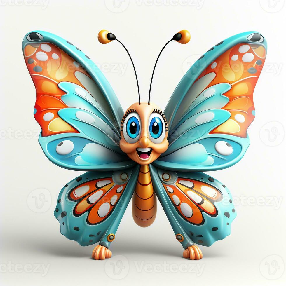 3d carton une mignonne papillon blanc Contexte photo