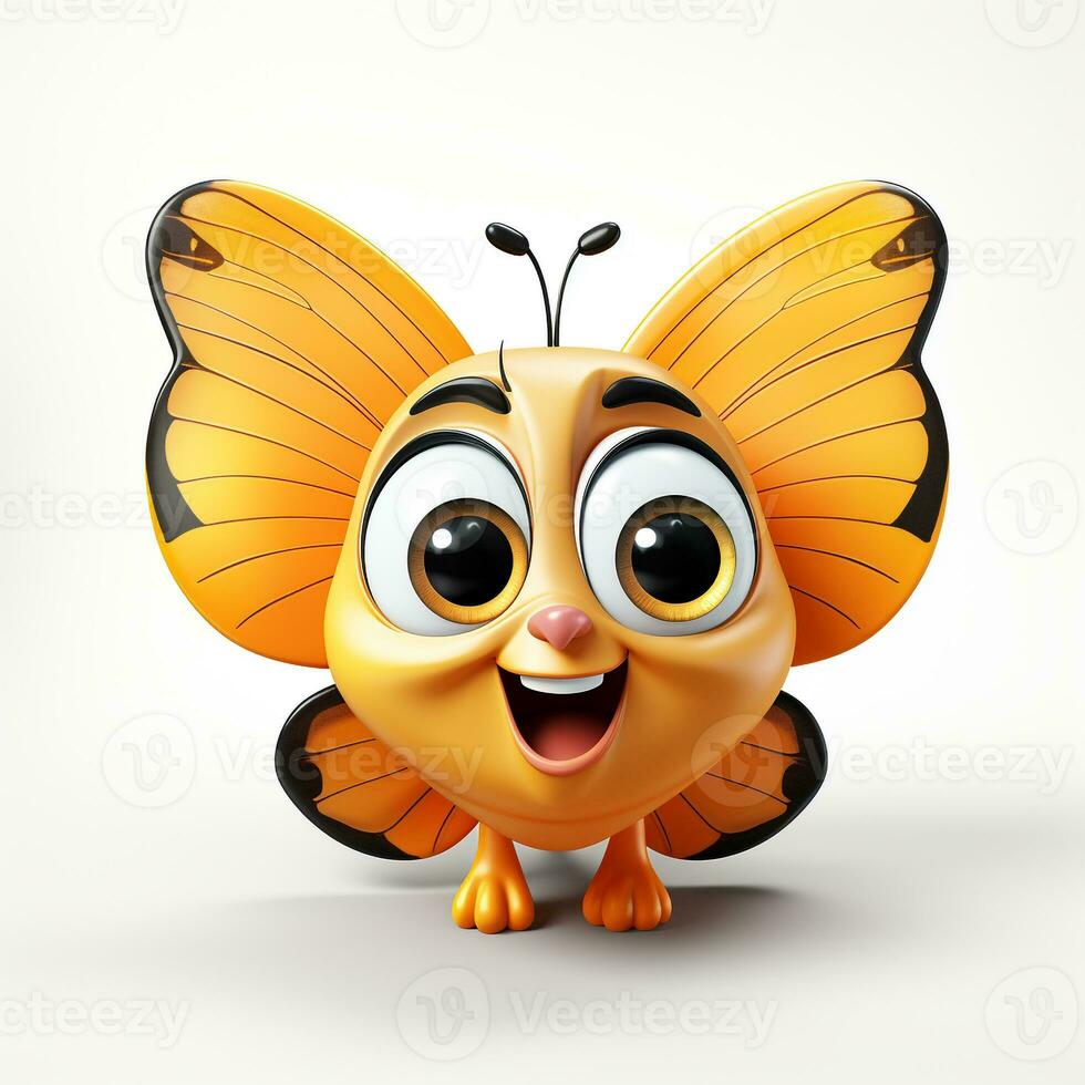 3d carton une mignonne papillon blanc Contexte photo