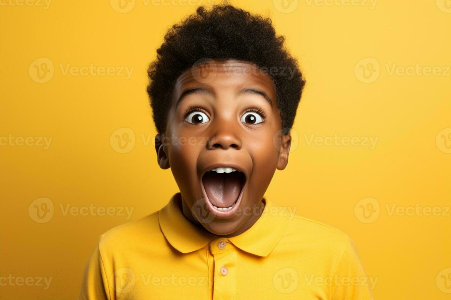 adolescent enfant garçon avec sous le choc faciale expression ai généré photo