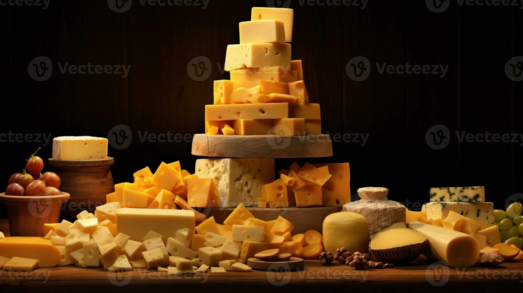 génératif ai, différent les types de fromage sur le table photo