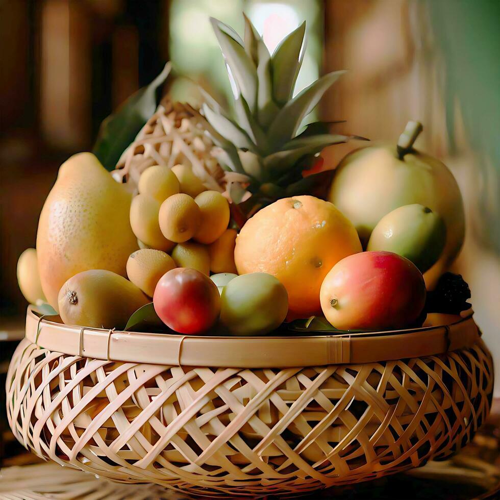 panier et certains des fruits ai généré image photo