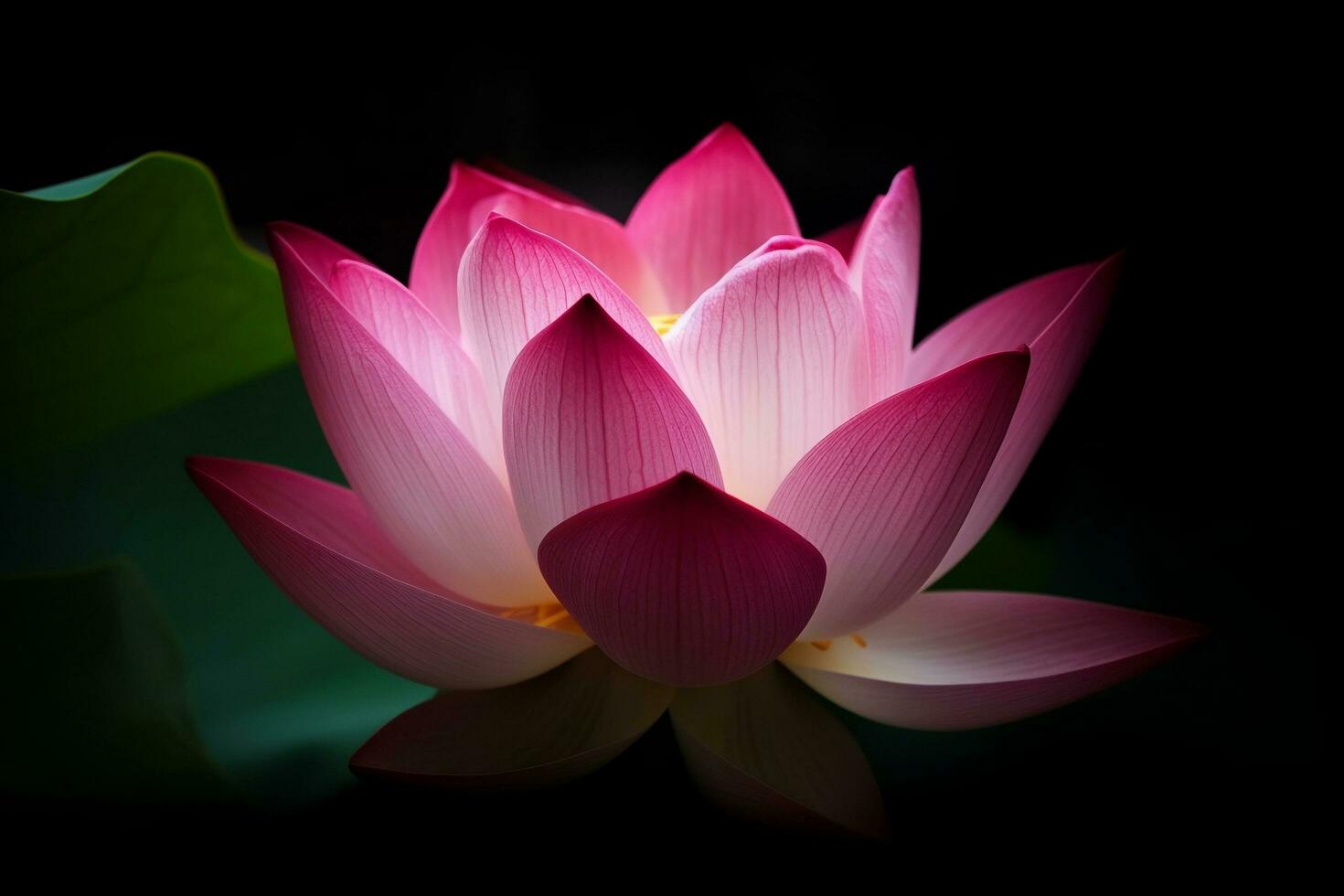magnifique rose lotus blosom fermer sur foncé Contexte génératif ai photo