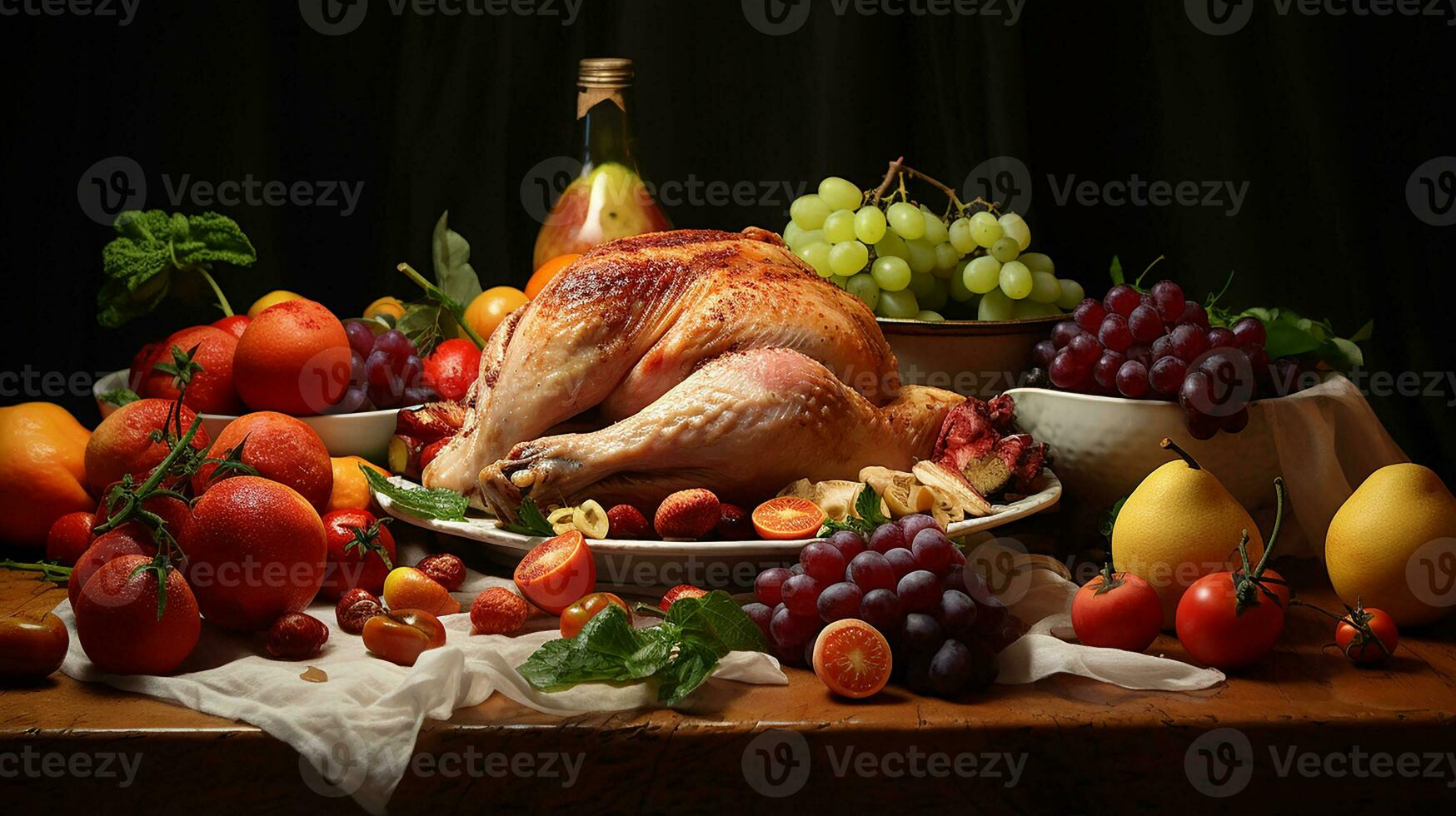 photo de divers des fruits, légume, poulet Viande sur le table pour régime menu