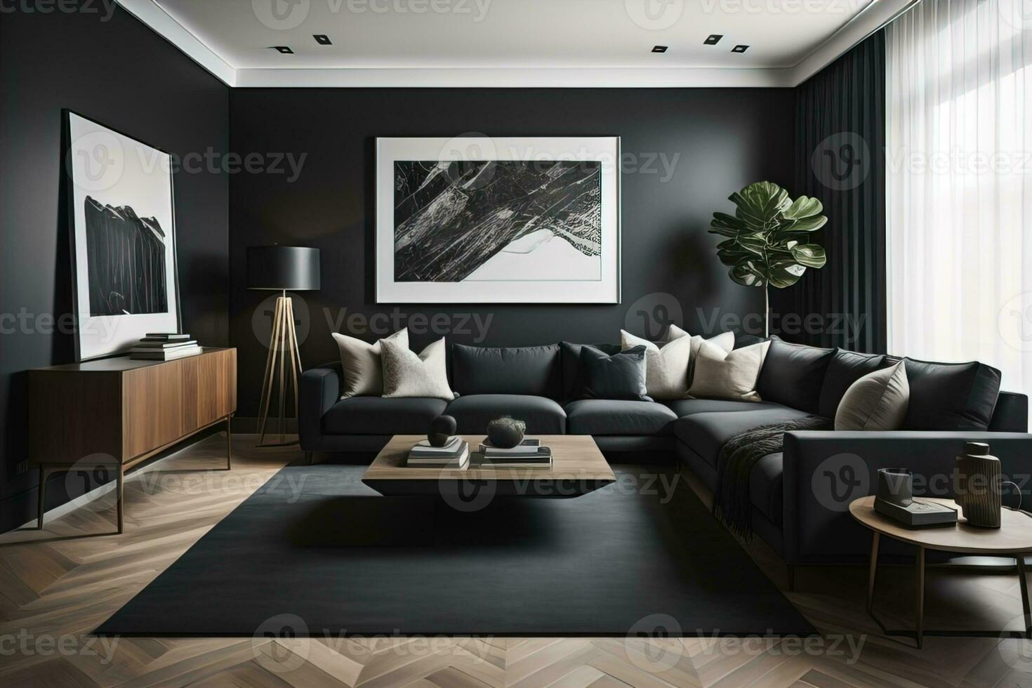 moderne national pièce à l'intérieur, canapé tableau, Accueil intérieur sol  luxe architecture bois généré par ai 27906915 Photo de stock chez Vecteezy