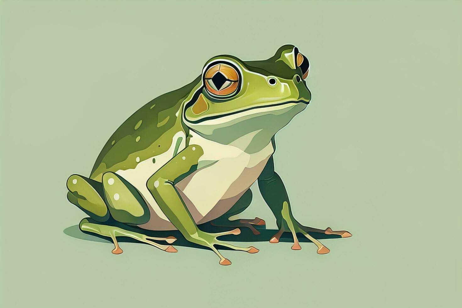 grenouille sur une vert Contexte. vecteur illustration de une grenouille. ai génératif photo