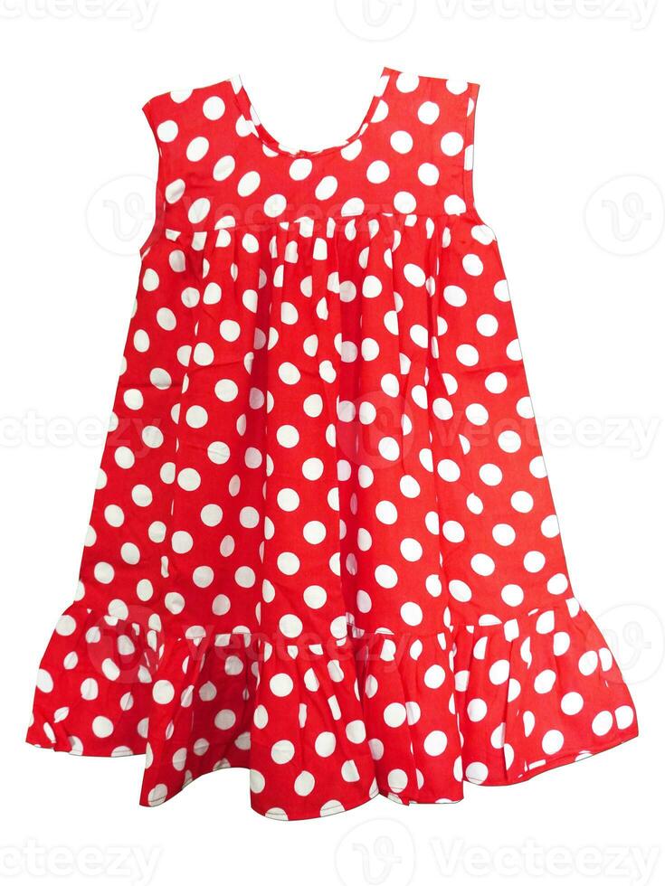 petit rouge polka point robe pour les filles isolé sur blanc background.baby robe photo