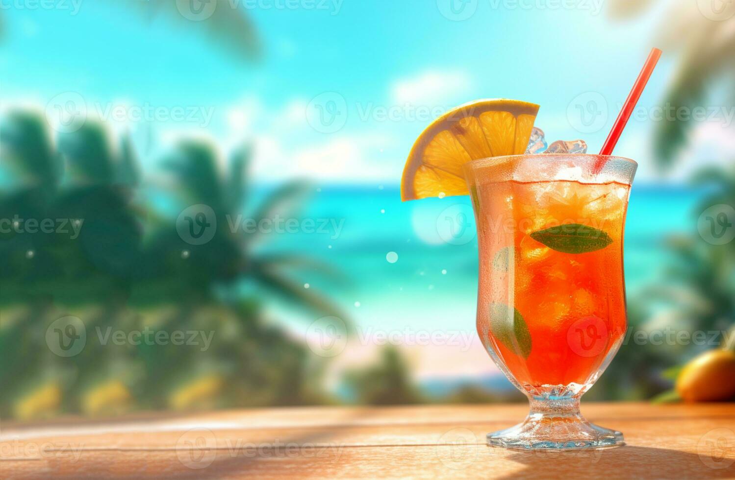 été cocktail, rafraîchissant tropical boire, plage Contexte ai généré photo