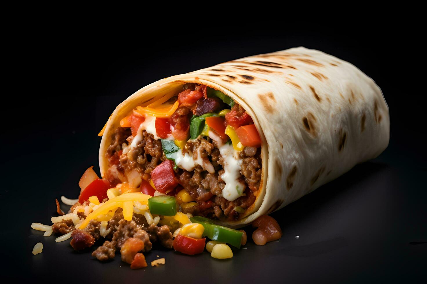 délicieux burrito avec repas et des légumes photo