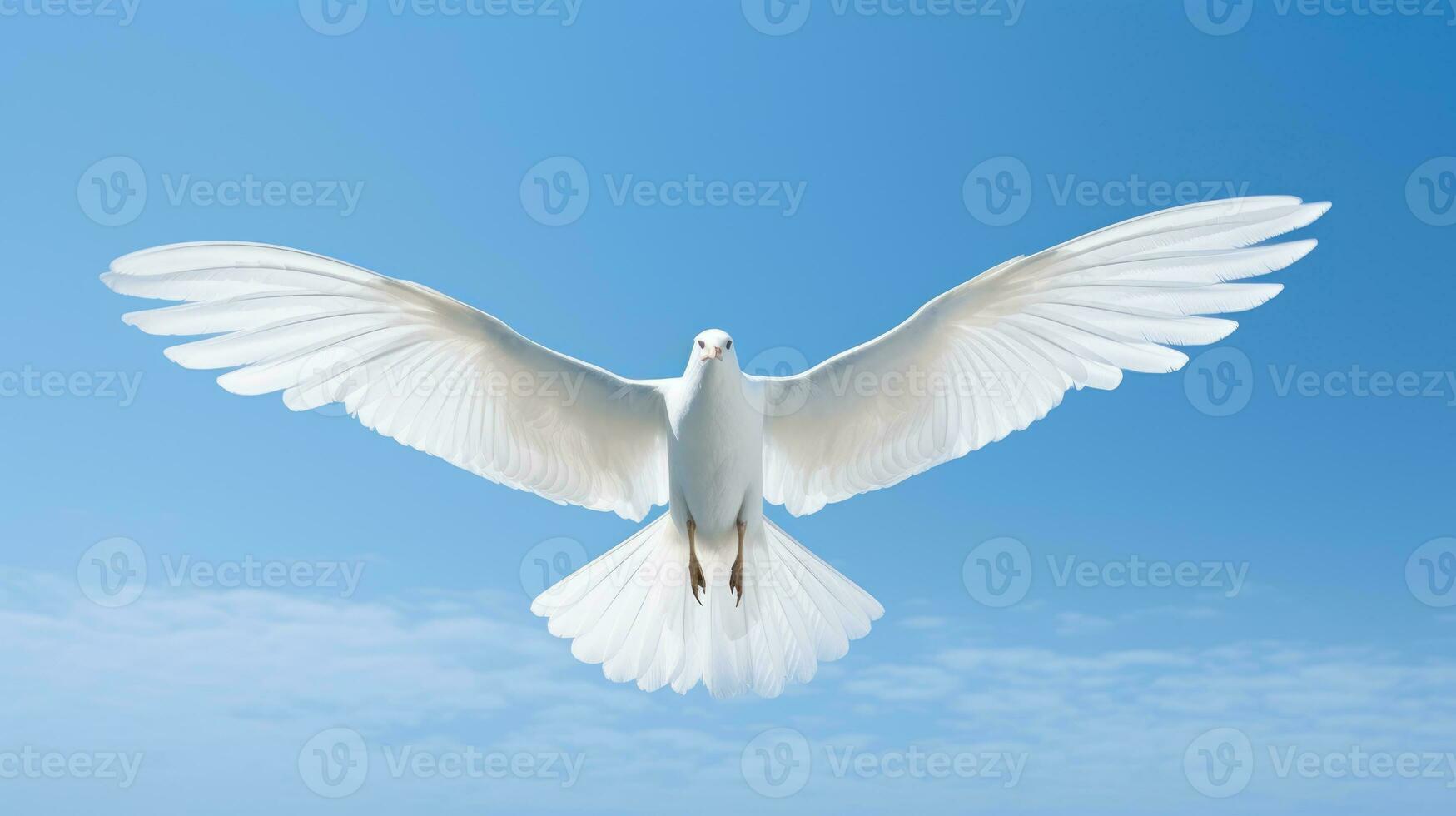 blanc Colombe dans le bleu ciel génératif ai photo