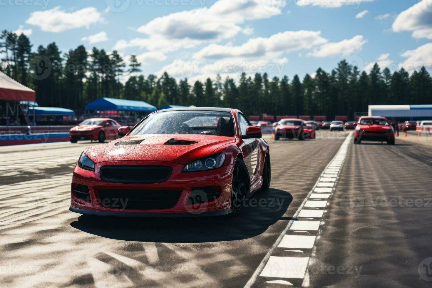 rouge des sports voiture sur course Piste route génératif ai photo