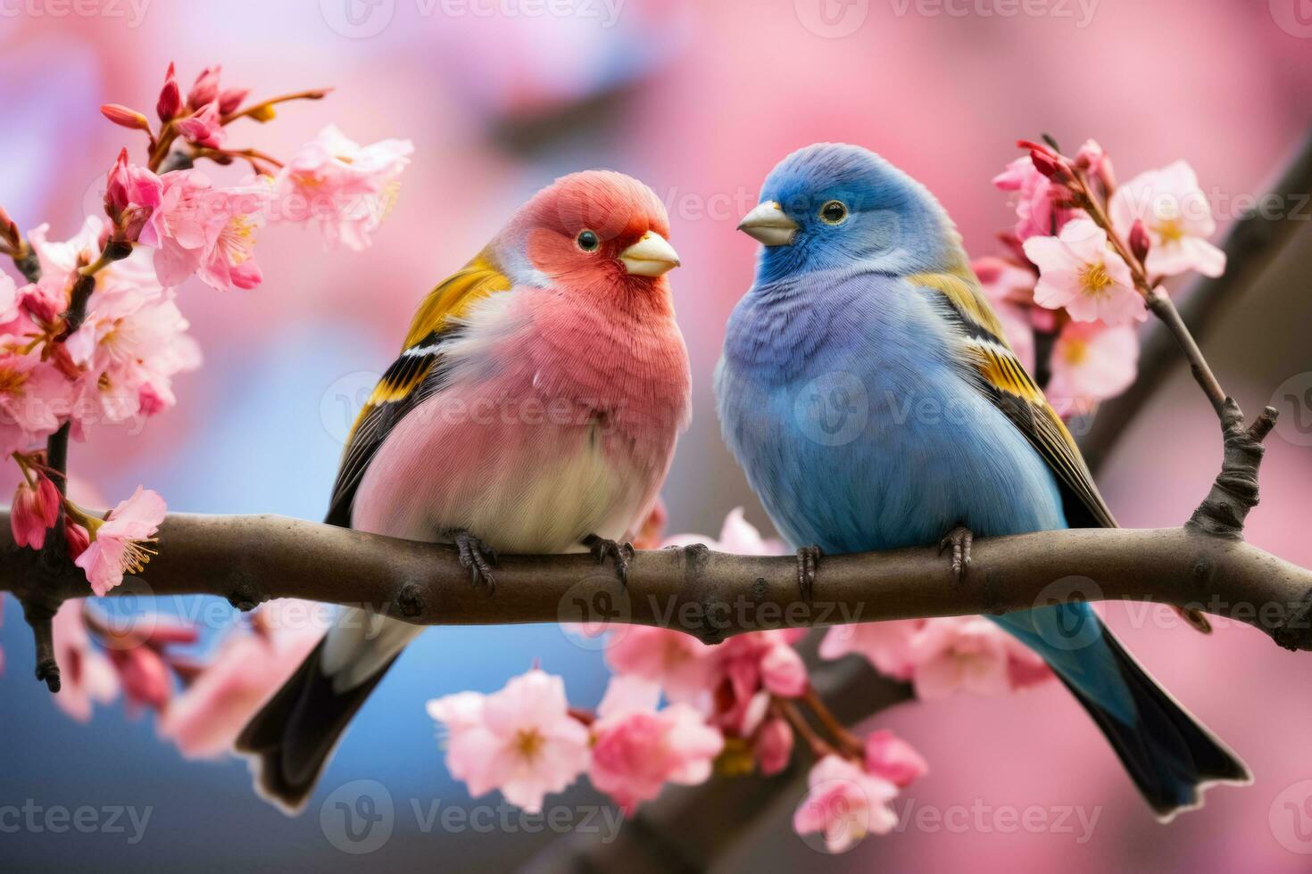 coloré des oiseaux sur Cerise arbre photo