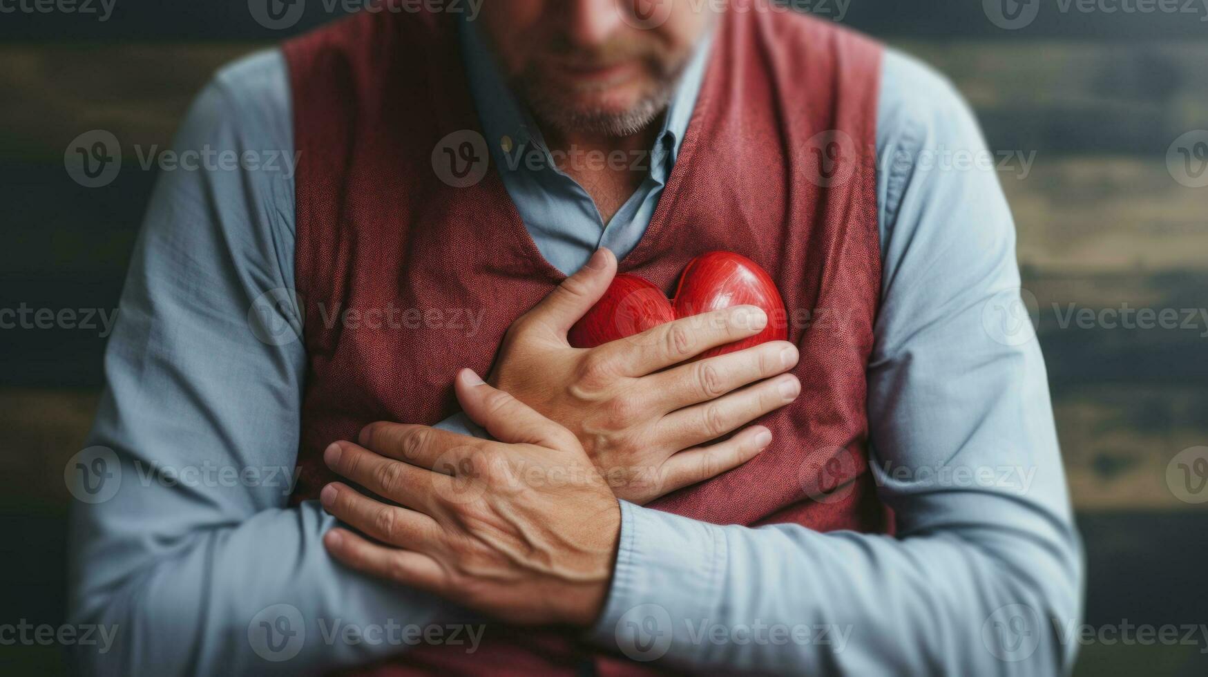 grand-père douleur dans le cœur, cœur attaque tachycardie génératif ai photo