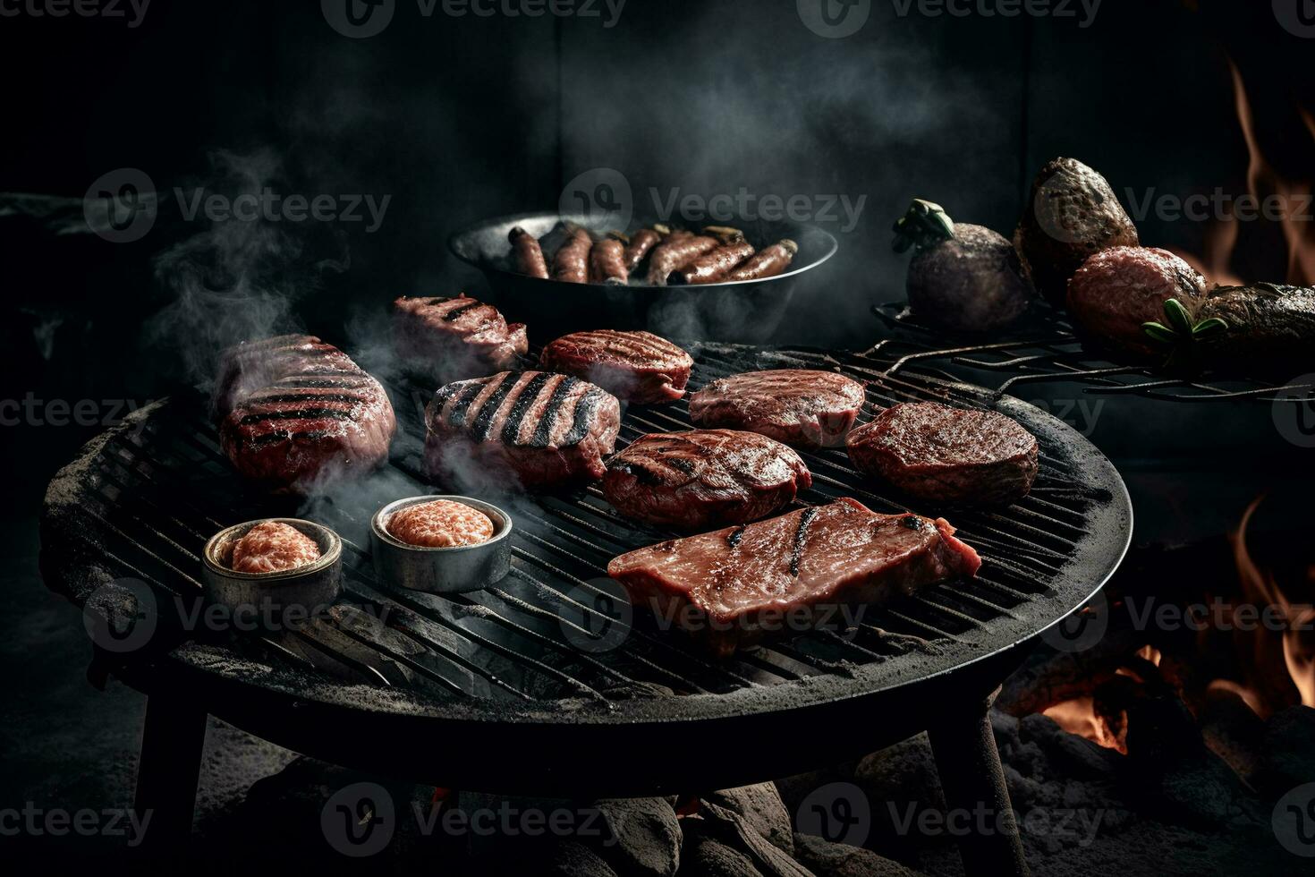 juteux Viande est grillé. ai génératif photo