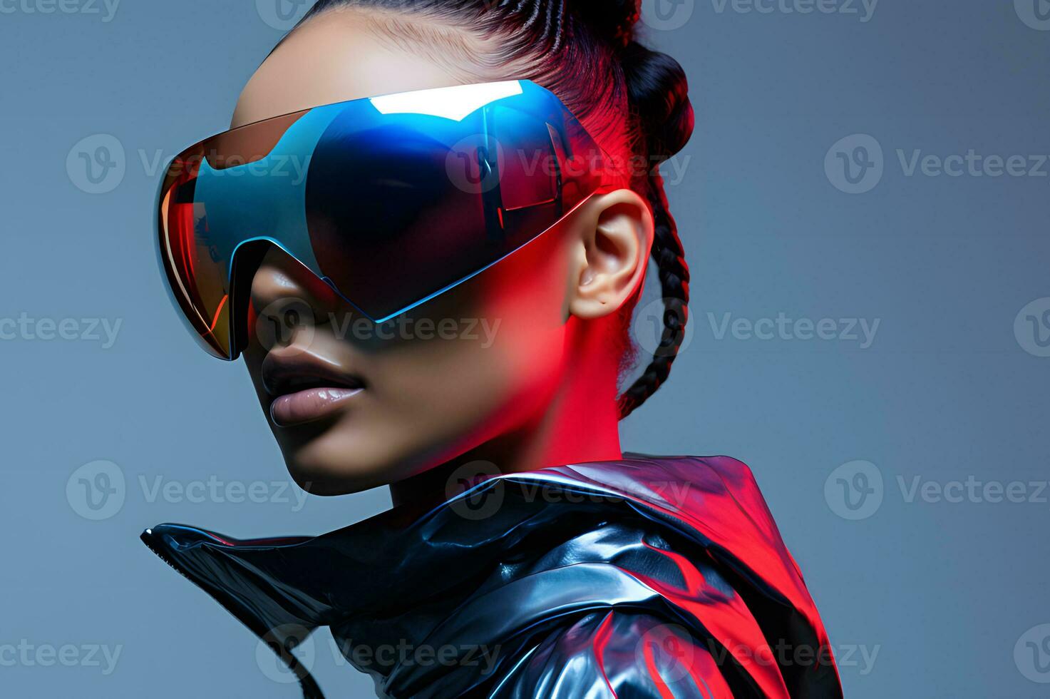 femmes portant futuriste vr lunettes photo