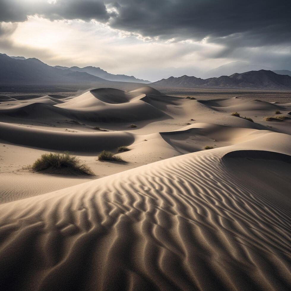 gris le sable dunes dans le dessert ai généré photo