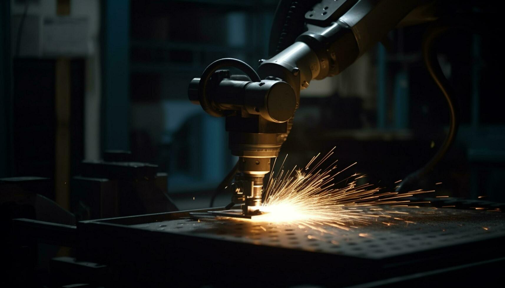 acier industrie automatique machinerie, précision Coupe, robotique soudage généré par ai photo