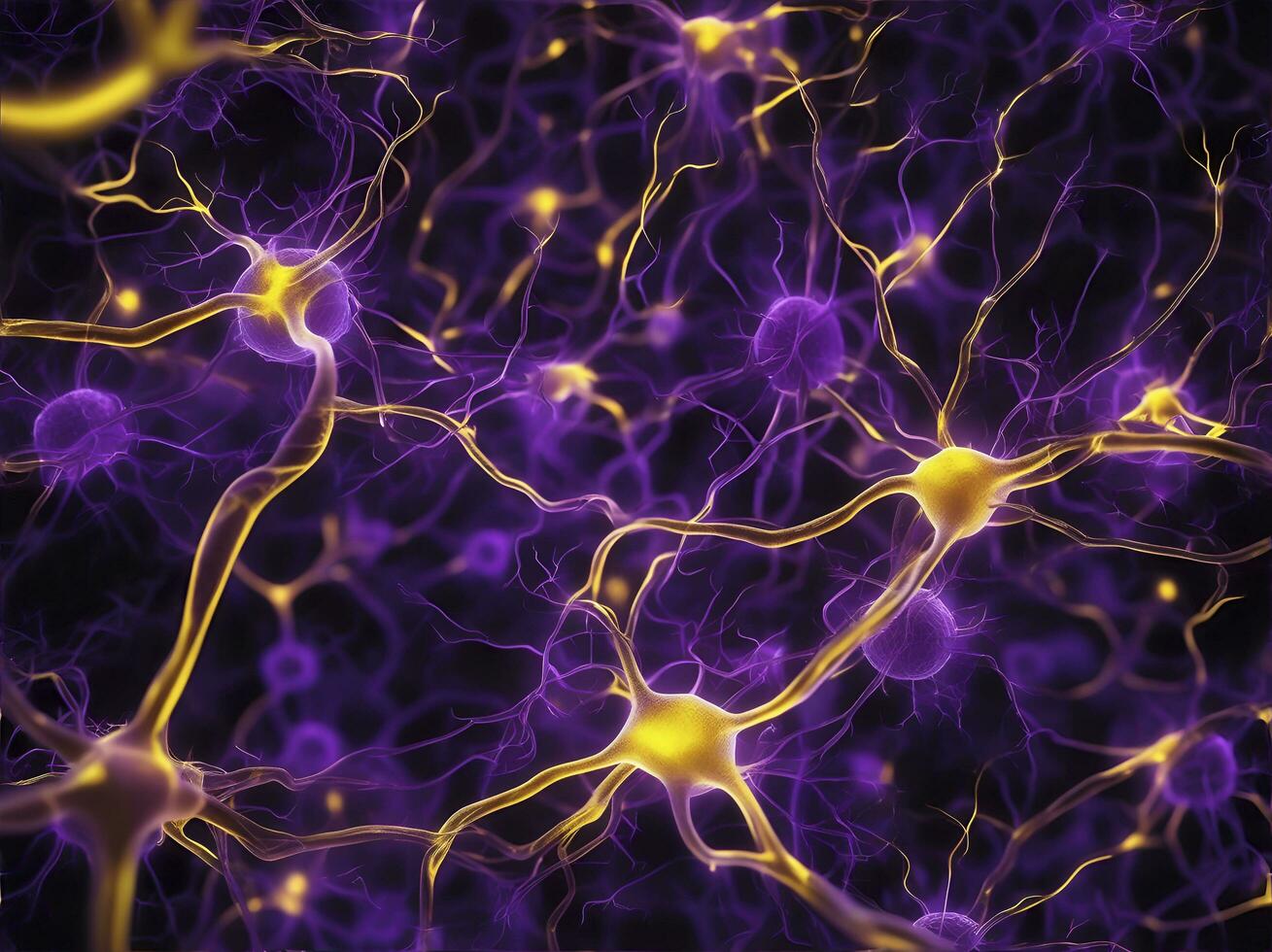 neuronal réseau avec électrique activité de neurone cellules génératif ai photo