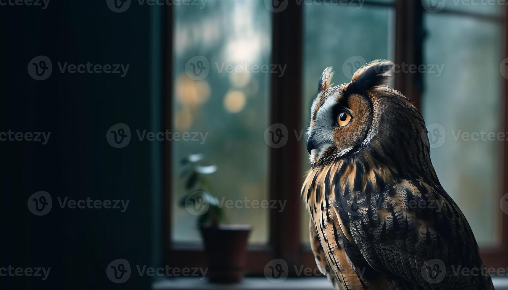 oiseau de proie séance sur bifurquer, en regardant, proche en haut, la nature beauté généré par ai photo