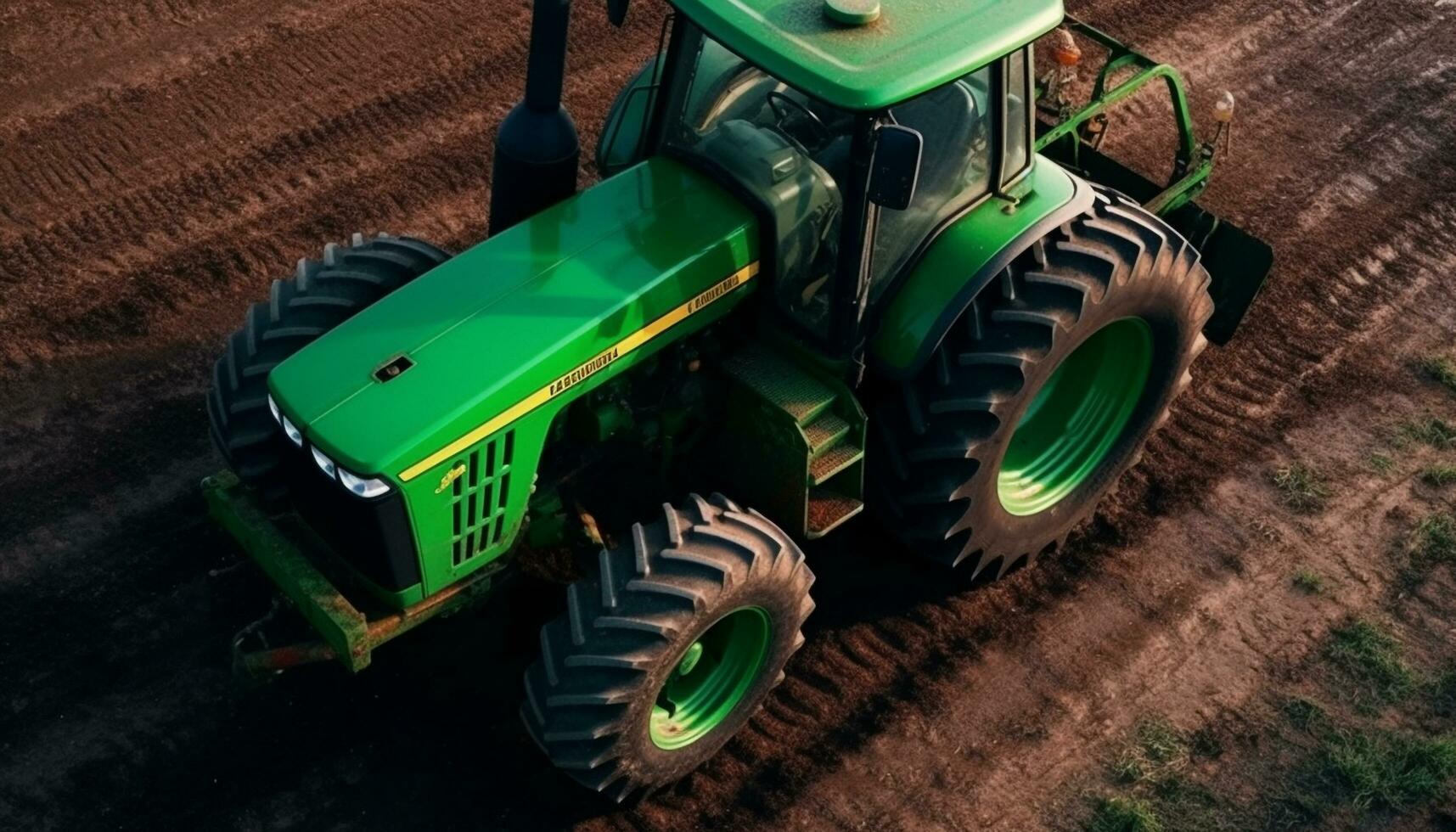 agriculture ferme tracteur travail en plein air, labour terre avec lourd machinerie généré par ai photo