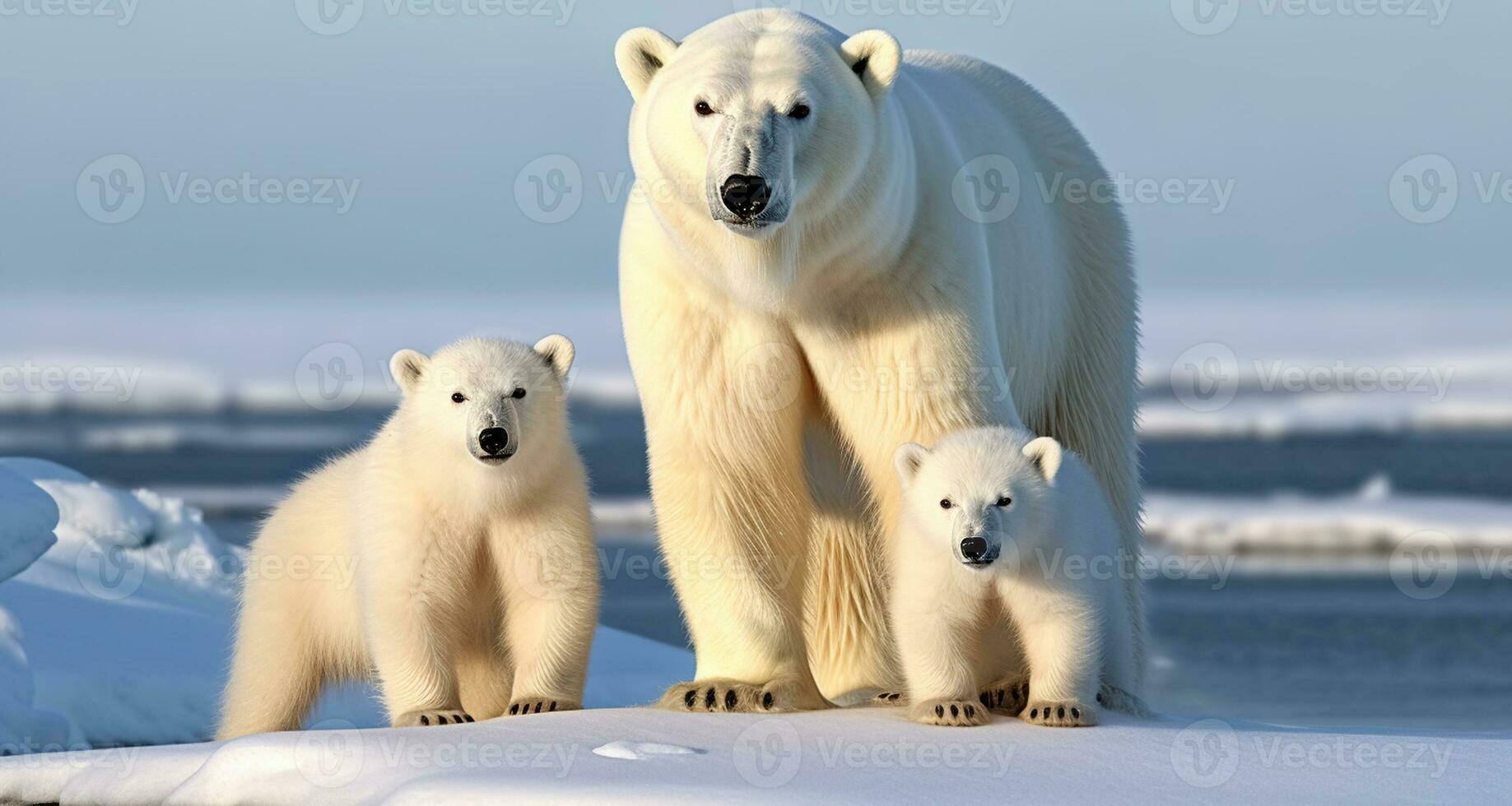 chéri Arctique harmonie, étourdissant polaire ours avec espiègle petits photo