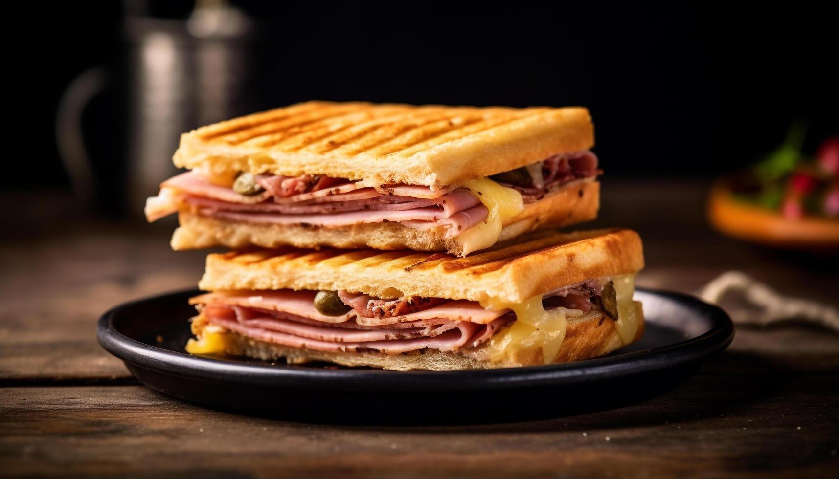 fraîcheur et gourmet repas une empiler de fait maison grillé des sandwichs généré par ai photo