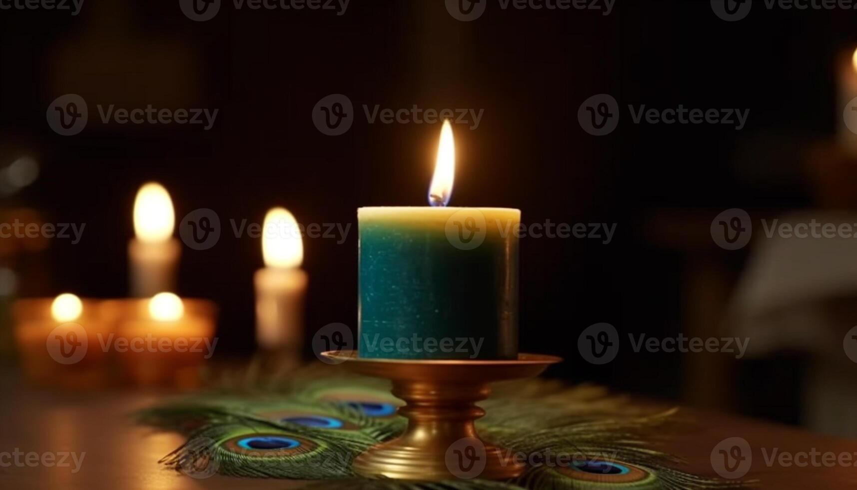 brûlant bougie illumine spiritualité dans le foncé nuit de fête généré par ai photo