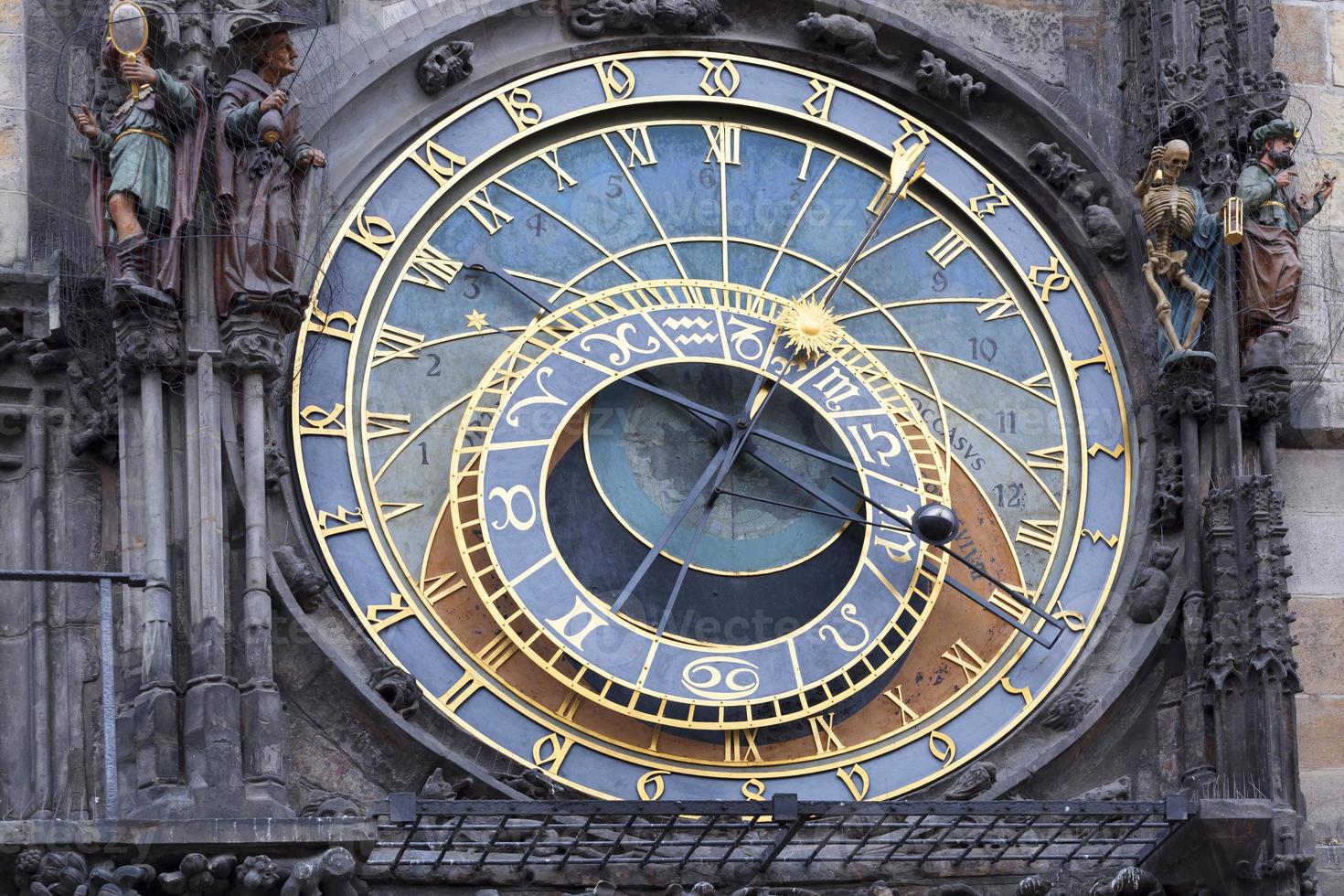 Horloge astronomique sur le mur de l'ancien hôtel de ville de Prague, République tchèque photo