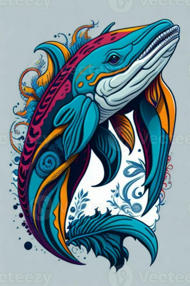 une détaillé illustration de une dauphin pour une T-shirt conception, fond d'écran et mode photo