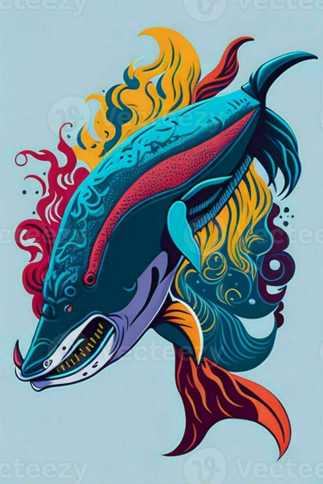 une détaillé illustration de une dauphin pour une T-shirt conception, fond d'écran et mode photo