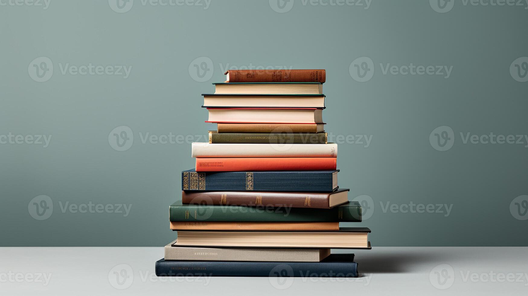 pile de livres sur foncé mur Contexte. retour à école concept. génératif ai photo