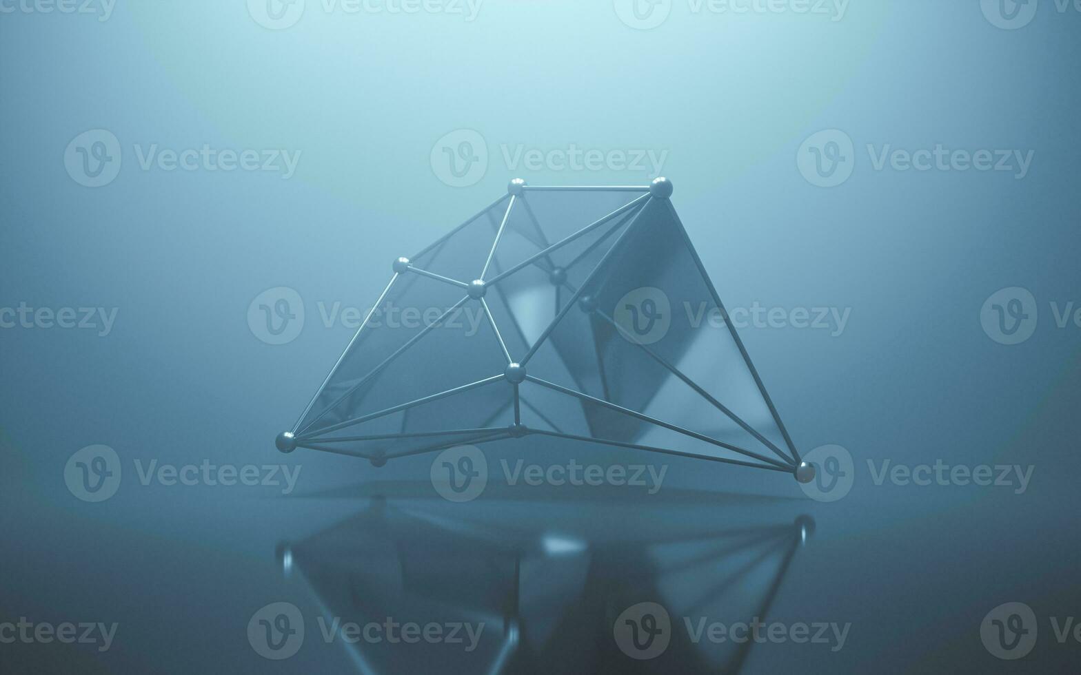 brouillard scène avec abstrait géométrie, 3d le rendu. photo