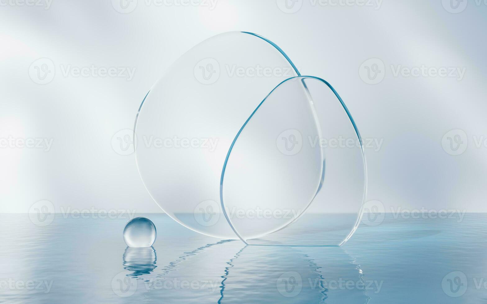 courbe verre avec l'eau surface, 3d le rendu. photo