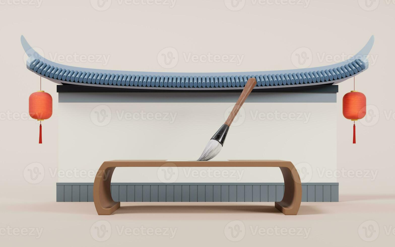 ancien chinois brosse, 3d le rendu. photo