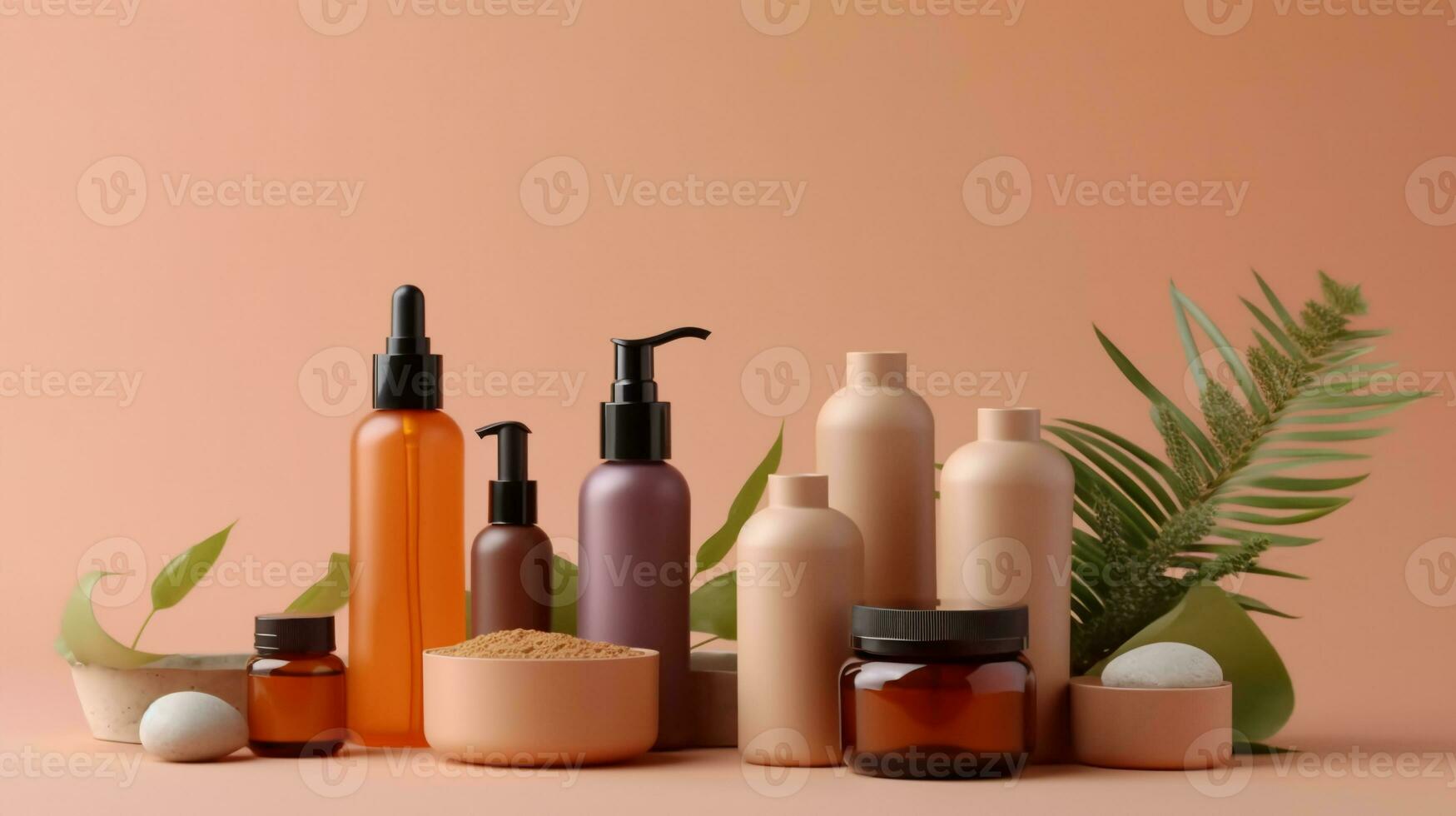 ensemble de Naturel produits de beauté, pastel couleurs. ai génératif photo