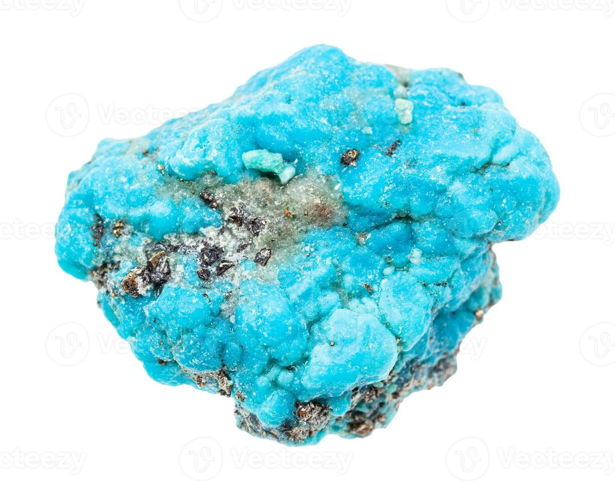 brut bleu turquoise Roche isolé sur blanc photo